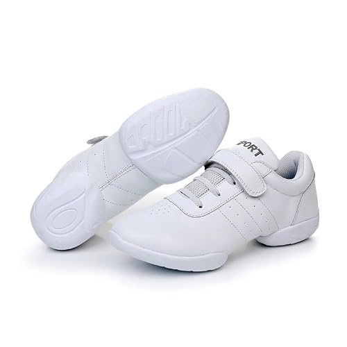 JXpxbao - Chaussures De Cheerleading pour Hommes Et Femmes,Chaussures De Danse pour Enfants,De Gymnastique,De Jazz, De Yoga,D'entraînement Et De Marche pour Les Sports De Plein Air (232 Blanc A,38)