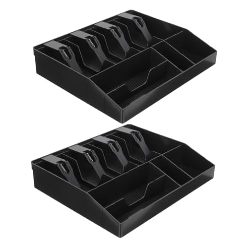 Happyyami 2個キャッシュドロアー インサートトレイ 多仕切り設計 小型収納ボックス 店舗用現整理トレー 札 硬貨別可能 コンパクトなレジ抽出