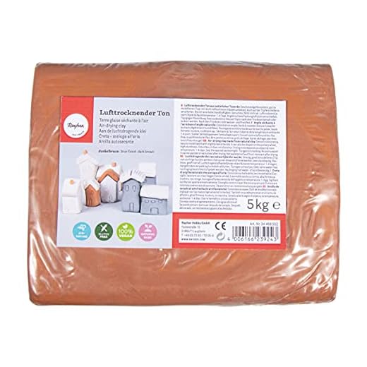 Rayher Arcilla de secado al aire marrón oscuro, 5 kg, para modelado, permite cocción, 34468552