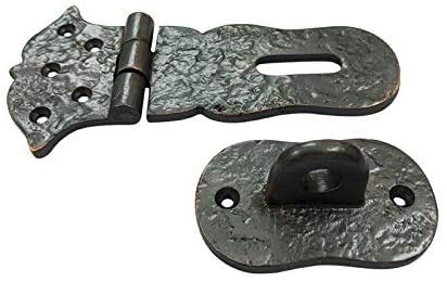 Image of Adonai Hardware inchParan inch Heavy Duty Cast Iron Safety Locking Hasp and Staple (6 inch x 2 Pack, Oil Rubbed Bronze) for Vintage Pirates Treasure Chest, Trunks, Wooden Jewelry Box, Cases, Furniture and Sheds