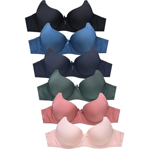 Image of Mamia Women's Basic Plain Bras, Pack of 6