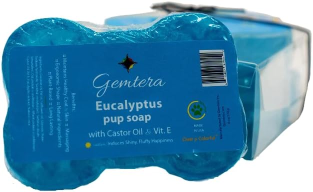 Gemtera Pup Soap: Natural Shampoo Bar for Dogs - Ergonomic Shape, Gentle & Luxurious, Easy Rinsing - Oversized Soap Bar (6 oz. Each), 2…