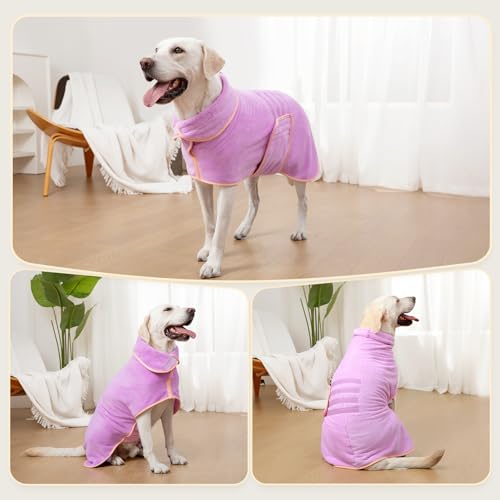 Zorela Hundebademantel, Superweicher Bademantel Hund aus Korallenvlies, Hunde Bademantel Hundehandtuch Extra Saugfähig für nach dem Bad, Strand, Pool
