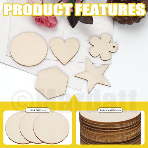 Mardatt 200Pcs Unfinished Wooden Slices - Image 3