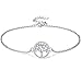 Lydreewam árbol de la Vida Tobilleras Pulseras Plata Mujer 925 con 3A Circonia Cúbica Verano Descalzo Playa, Ajustable 22+4cm