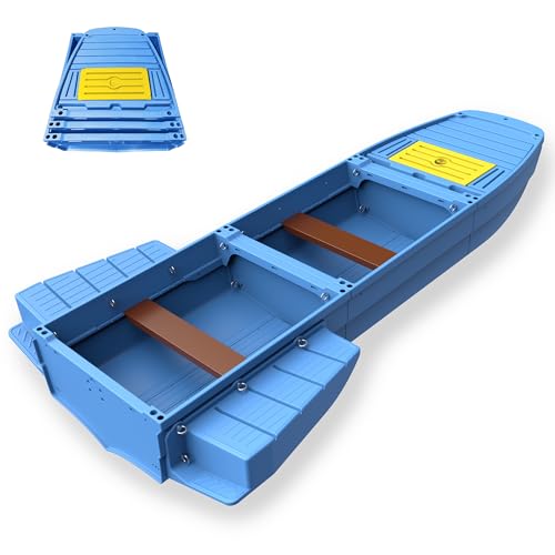 Artigree Fishing Boat, Folding Pontoon Boat, Fits in SUV Trunk – Portable Modular Kayak, Seats 4-6, Motor-Ready, Sturdier Than Inflatable Boats – Ideal for Lure Fishing, Paddling Trip (Pro, Blue)