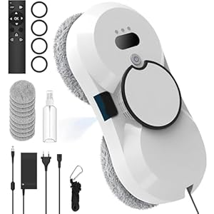 Fensterreinigungsroboter, 5600 Pa Saugkraft, automatischer Fensterreiniger, Sicherheitssystem, intelligente Navigation, Fernbedienung, für alle glatten Oberflächen, mit 10 Tüchern (A)