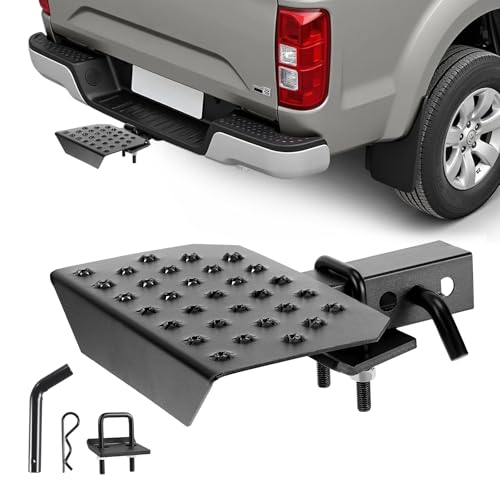 Image of VEVOR Hitch Step for 2 Inch Receiver, Universal Rear Bumper Guard Protector with 350 LBS Load Capacity, Wide & Non-Slip Tow Hitch Step with Pin Kit and Stabilizer, Fit for Truck, SUV, Pickup, Trailer