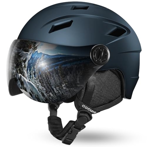 Odoland スキーヘルメット バイザースノーボードヘルメット OTGメガネ対応 ゴーグル付き ダイヤル式サイズ メンズ レディース 大人用