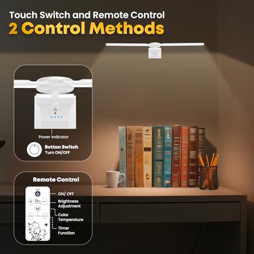 Image of 2 Pack Picture Light for Wall, 18in Rechargeable Wall Art Light with Timer and Dimmable, Painting Frame Light with Remote Control Display for Painting, Frame, Portrait, Dartboard(White)