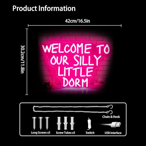 Image of Welcome To Our Dorm Neon Sign Led Neon Lights Neon Signs for Wall Decor Light Up Sign for Birthday Party Club Gift