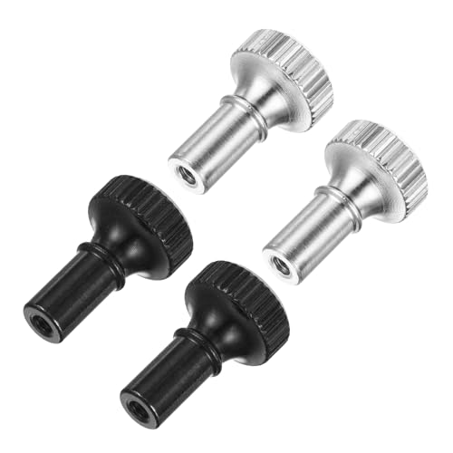 sourcing map 4Pcs Lamp Turn Knob On/Off Lamp Switch Replacement Brass Light Switch Knob Lamp Knob Lamp Switch Extension 19mm Length for Lamp Socket, Black, Silver