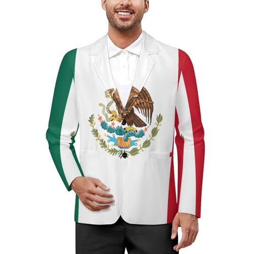 Flag of Mexico Mens Blazer Lightweight Sport Coat Two Button Suit Jackets