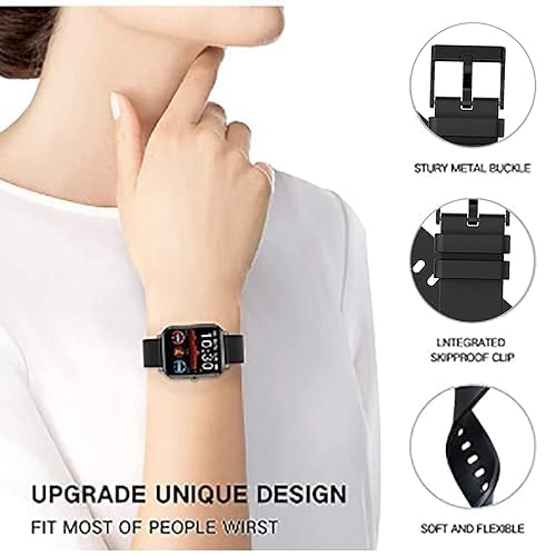 Image of EDNITA 19mm Watch Straps Silicone Black Buckle for Noise Colorfit Pro 2, Noise Colorfit Pulse, Boat Storm Smart Watch, Boat Xtend Talk,Fireboltt Ninja 3 / Ninja 2 & 19mm All Watches