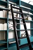 Dachbodetreppe, Eichenholz, Hochbettleiter, Bibliotheksleiter, 14 Stufen, Höhe 292 cm, Leichtgewicht, Belastbarkeit 200kg, Schwarz lackiert, Handgefertigt in Holland