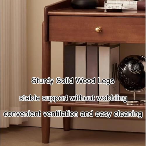Elegant Wood Bedside Table with Drawer & Open Storage Shelf, Versatile Nightstand & Sofa Side Table, Ideal for Living Room, Tea & Snack Desk, Stylish Home Decor
