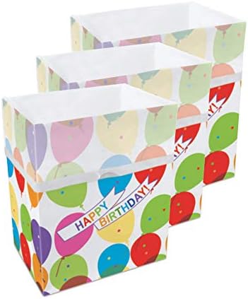 Clean Cubes 13 Gallon Trash Cans & Recycle Bins for Sanitary Garbage Disposal. Disposable Containers for Parties, Events, Recycling, and More! 3 Pack (Birthday)