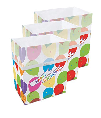 Clean Cubes 13 Gallon Trash Cans & Recycle Bins For Sanitary Garbage Disposal. Disposable Containers For Parties, Events, Recycling, And More! 3 Pack (Birthday) #TOP3