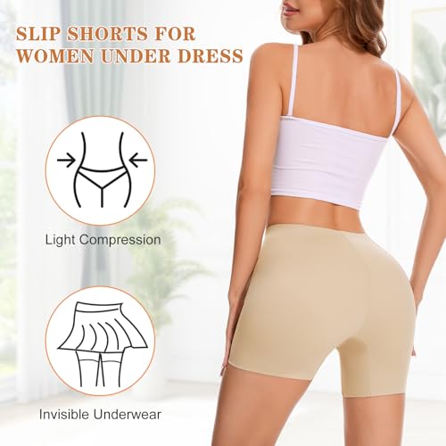 Image of Womens Slip Shorts for Under Dresses Seamless Shaping Boyshorts | Under Dress Shorts, Tummy Control Underwear Shorts, Shapewear Panties, Light Compression, Smooth, Invisible Under Dresses