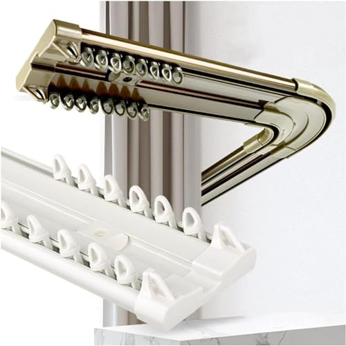 Riel de techo de doble corte blanco extensible con codos de esquina y rodillos incluidos 2