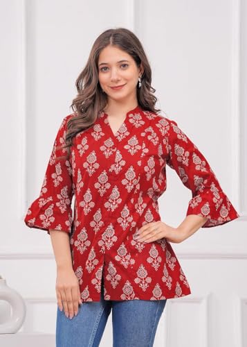 Image of Womens Cotton Printed Straight Short Kurti