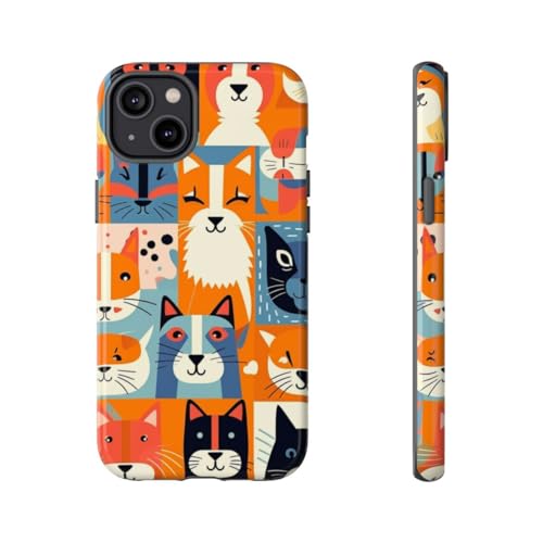 Coque iPhone 14 Plus chat coloré rigide, l'accessoire tendance pour les amoureux des félins