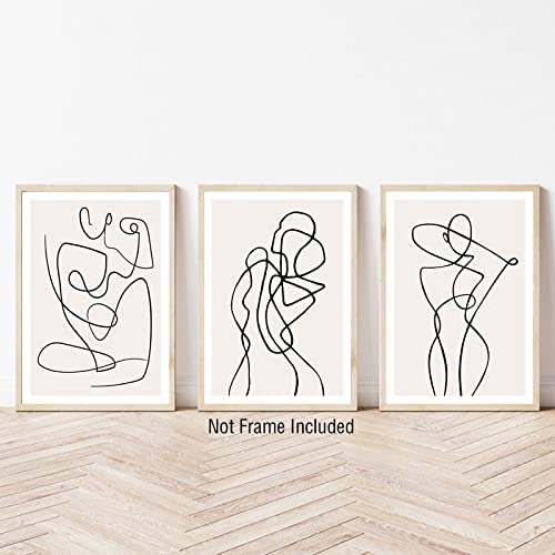 Minimalist Line Canvas Wall Art Woman Line Drawing Poster Minimalist Wall Art for Couples Bedroom Female Line Artwork Abstract Women Body Line Prints for Living Room Bathroom Wall Decor Unframed