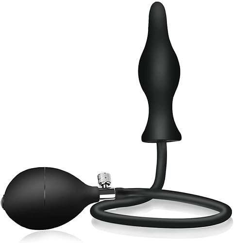 Enlove Deluxe Silikon Aufblasbarer Analplug mit Pumpe BDSM Analstöpsel Expansion Stimulation Anal Pump Plug Buttplug Anal Expert Sexspielzeug für Männer frauen Schwarz, 59 cm lang, Ø 5-10 cm, 1 Stück