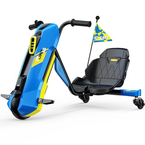 Image of 24V Electric Go Kart for Kids Age 6-12, 360 Spin Drift Cart, Blue
