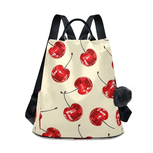 Sac à dos femme beige cerise rouge brillant : l'élégance des finitions vernies