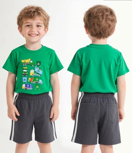 Kids Boys Cotton T-Shirts Shark T Shirt Short Sleeve Fishing Tees Truck for 3-6 Years2