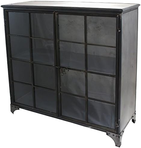Chemin_de_countryside Bahut sideboard glass cabinet industrial style iron metal 100 cm