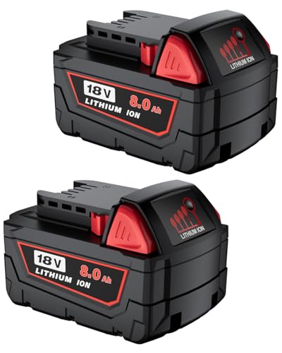 Replacement for Milwaukee 18V Battery:2 Pack 8.0Ah Lithium Batteries Compatible with Milwaukee M-18 Battery 48-11-1862 48-11-1860 48-11-1828 48-11-1815 48-11-1822 and 18 Volt Cordless Power Tools