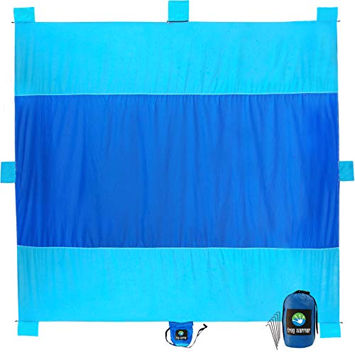 Sand Free Beach Mat - 10'x9' Beach Blanket Oversized for 7 Adults