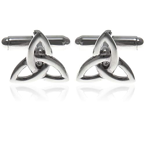 Alexander Castle Men's Cufflinks 925 Sterling Silver Celtic Cufflinks 15mm x 14mm Celtic Trinity Cufflinks with Jewelry Gift Box
