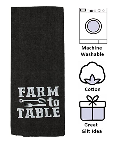 Farmhouse Kitchen Towels Set Of 5 Farm Animals Rooster Pig Cow Dish Towels Black Tan Flour Sack 16”X28” 100% Cotton #TOP1