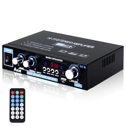 GOEDCH Amplificador Digital AK35: Amplificador HiFi AK35, Mini Amplificador Bluetooth 5.0, Mini Receptor Estéreo Bluetooth AK35, Amplificador de Dos Canales para Micrófono, Karaoke, Home Cinema