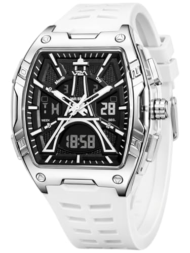 Image of V2A Impact 48mm Analog Digital Watch for Men | 3D Tower Dial Design | Alarm Stopwatch Day Date 12 /24 Hr | TPU Strap | 50M Water Resistant | Gift for Mens