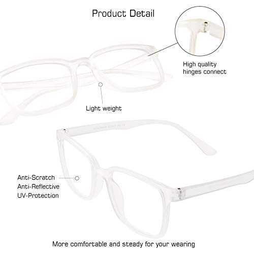 Image of VisionGlobal Blue Light Blocking Glasses for Women /Men,Computer Reading, TV Glasses, Stylish Square Frame(Clear, +5.50 Magnification)