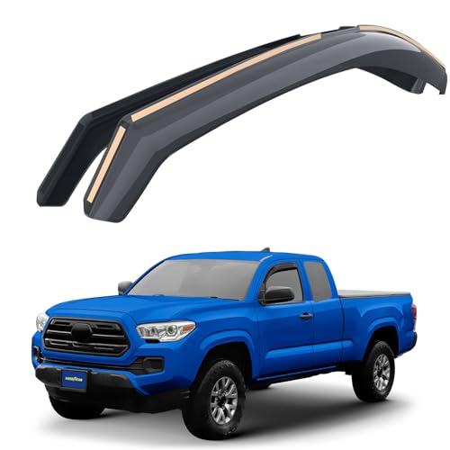 Goodyear Shatterproof in-Channel Window Deflectors for Trucks Toyota Tacoma 2016-2024 Access Cab, Rain Guards, Window Visors for Cars, Vent Deflector, Truck Accessories, 2 pcs - GY003410