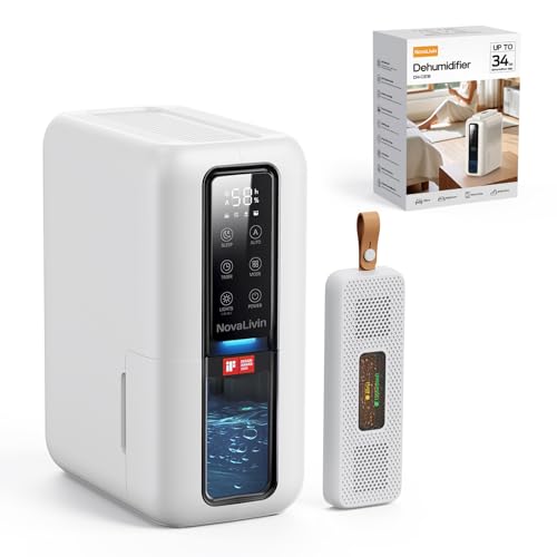 Dehumidifiers for Home，2000ml Dehumidifier for Bedroom with Ultra Quiet & Auto Shut off ，24H Timer，7-Color LED Light，Compact and Portable small Dehumidifier for Bathroom, Closet, RV, Wardrobe, Garage