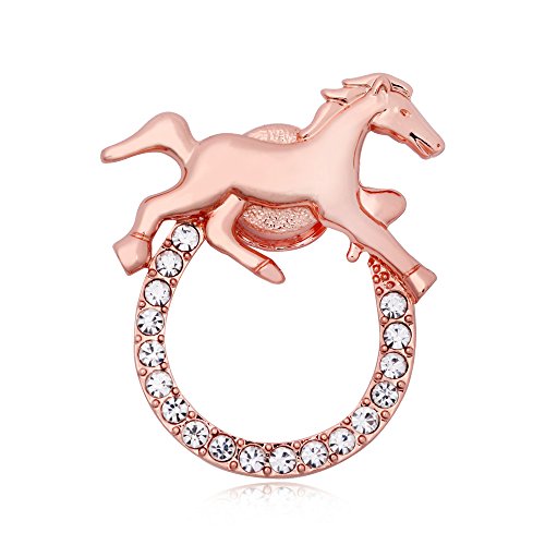 Image of Horse Lucky Horseshoe Magnetic Brooch Eyeglass Holder 3 Tone