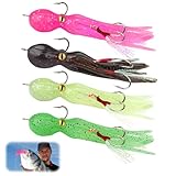 4 Pack Octopus Hook Tube Baits, 4.4 Inch Tube Jig Heads, Lead Squid Soft Bait...