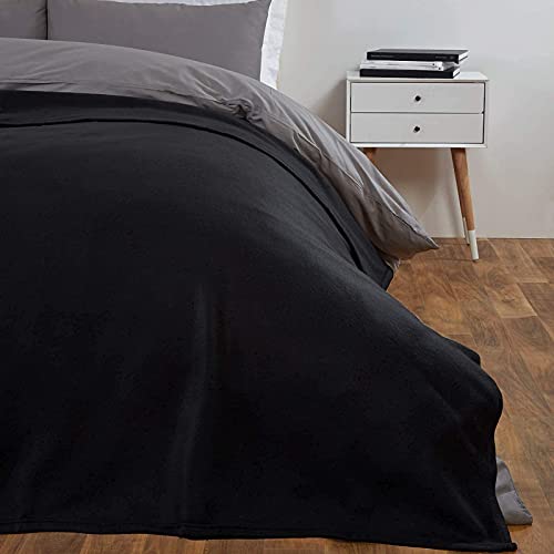 Dreamscene Fleece Throw Blanket for Bed, Super Soft Warm Cosy Plain Black Sofa Throw Blanket Lightweight Single Bedspread Polar Fleece Blankets, 120 x 150cm - Cosy Home Interiors Dreamscene Fleece Throw Blanket for Bed, Super Soft Warm Cosy Plain Black Sofa Throw Blanket Lightweight Single Bedspread Polar Fleece Blankets, 120 x 150cm - Image 4