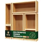 ROYAL CRAFT WOOD 5-Piece Bamboo Drawer Organizer Set – Multi-Use Storage Trays for Kitchen, Bathroom, Office, Makeup, Jewelry & More – Junk Drawer Tray, Utensil Holder, Storage Box & Bin Set (5 Boxes)