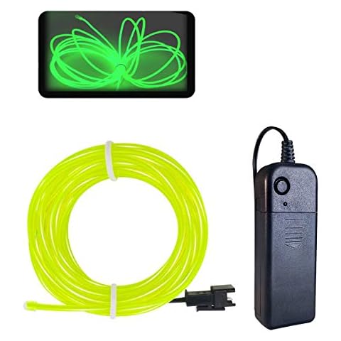 EL wire luminous green, Balabaxer 10 m neon cable with battery transformer, lights up electroluminescent, for parties, Halloween Cover