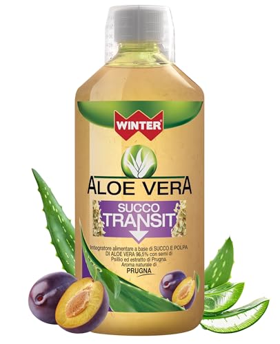 Aloe Vera para beber Transit con psyllium y ciruela - Zumo natural sin aloína, fabricado en Italia, 1000 ml - Suplemento para regularidad intestinal, purificación y bienestar digestivo