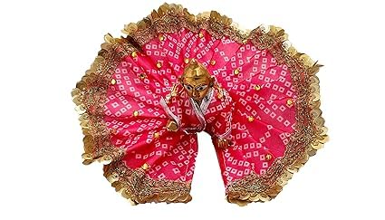 GenericThakur ji Handmade Poshak Laddugopal Baalgopal Soft Dress Krishna ji Vastra(Bhandej Print) Size-00 Pink Color