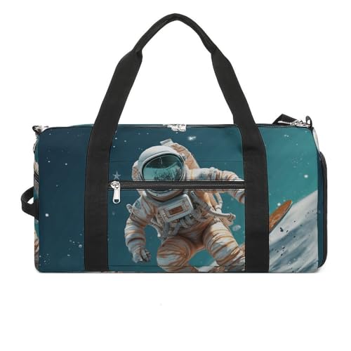 Sac de gym imprimé astronaute sur skis et grand sac de sport de voyage