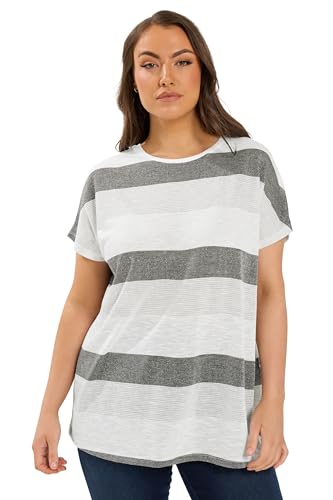 Yours Curve Plus Size Womens Stripe T-Shirt White 16